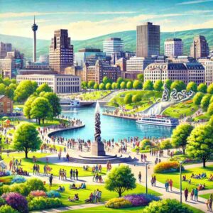 Ein lebhafter Tag im Vigelandpark in Oslo