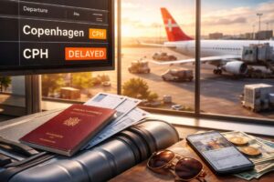 Flugverspätung bei der Reise nach Dänemark